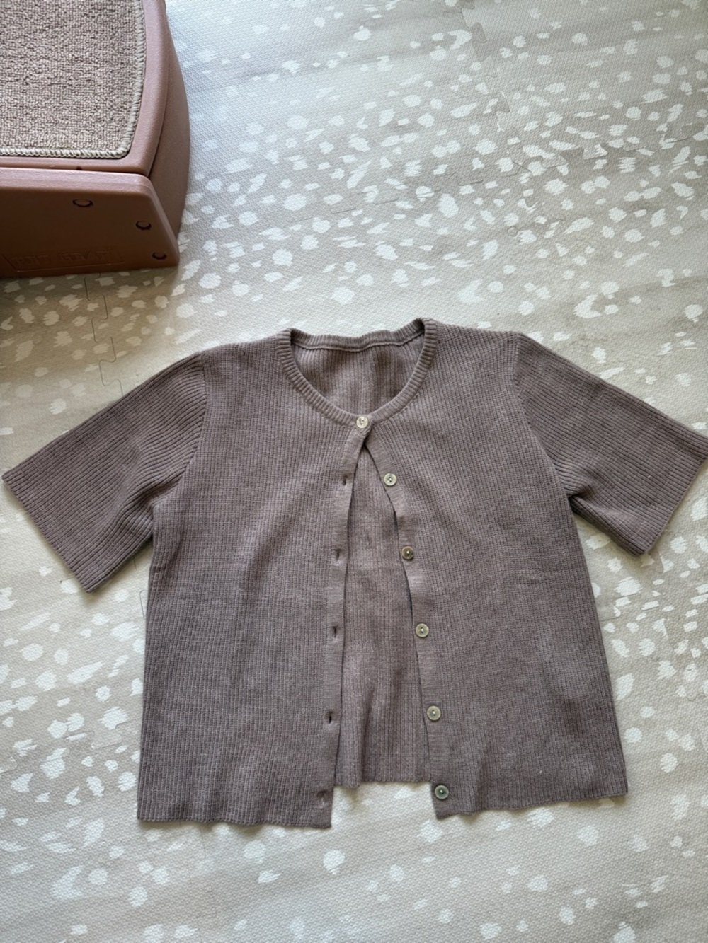 Amazon Women's Short Sleeve Cardigan - Taupe Brown